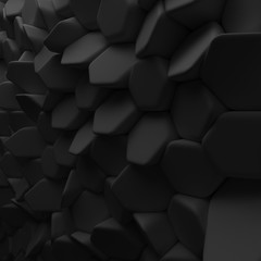 Black abstract squares backdrop. 3d rendering geometric polygons - 114382984
