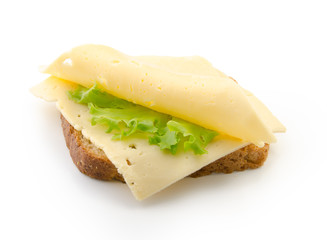 cheese sandwich on white background with clipping path