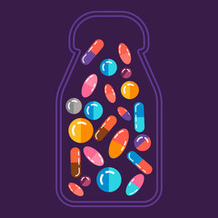 pills container full pills. © Oleg and Polly