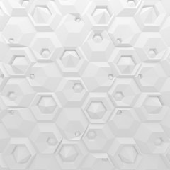 Obraz na płótnie Canvas White abstract hexagons backdrop. 3d rendering geometric polygons