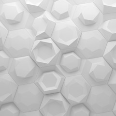 White abstract hexagons backdrop. 3d rendering geometric polygons - 114383512