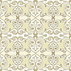 Seamless curly swirls vintage vector wallpaper pattern.