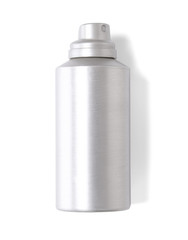 Aerosol can - A plain brushed metal silver spray tin isolated on a white background