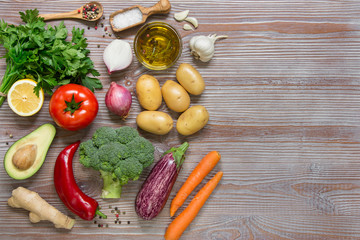 The variety of seasonal vegetables and spices.
