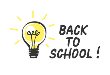 Back to school logo with light bulb. Vector illustration
