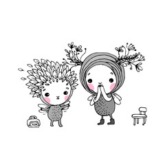 Two little cartoon fairies