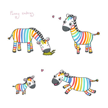 Funny cartoon zebras