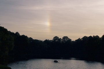 lake and rainbow evening