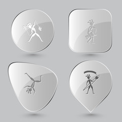 ethnic little man with fire poi, ethnic little man with drum, da