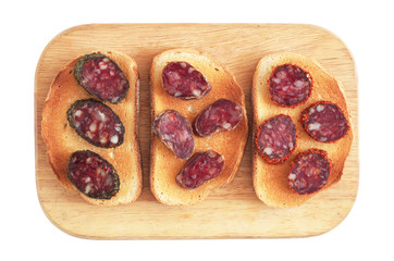 Sandwiches with various salami