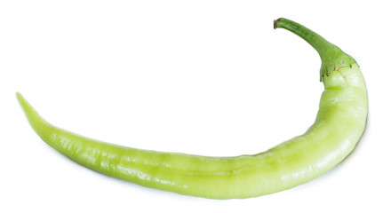 Green cayenne pepper isolated on white with clipping path