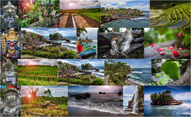 Collage of photos from Bali. Indonesia - travel background