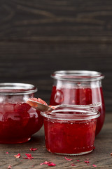 Rose petal jam on dark background