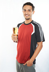 smilng man with beer glass