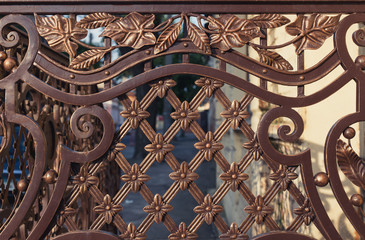  Detail of a wrought fence pattern. Selective focus.