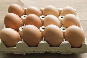 Chicken eggs in an egg cup