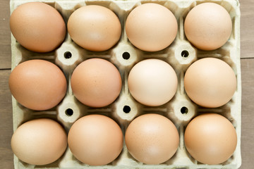 Chicken eggs in an egg cup