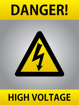Danger High Voltage Yellow European Warning Sign