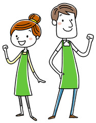 アルバイトスタッフの男女
