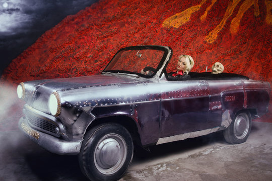 Pin Up Girl in a Classic Car