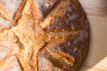 Round loaf of homemade bread