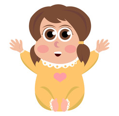 cute baby girl vector, eps, icon, logo, jpg isolated white background