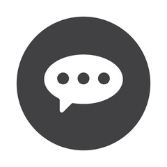 White Comment icon on black button isolated on white