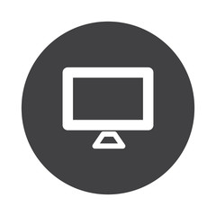 White Computer Screen icon on black button isolated on white
