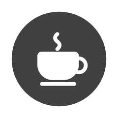 White Coffee icon on black button isolated on white