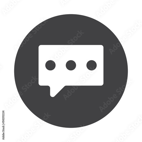 "White Message icon on black button isolated on white" Stock image and