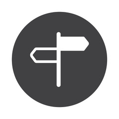 Obraz premium White Road Signs icon on black button isolated on white