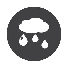 White Rain icon on black button isolated on white