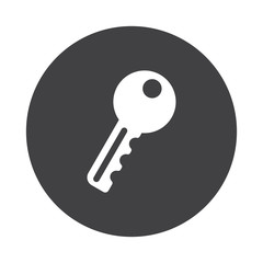 White Key icon on black button isolated on white