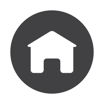 White Home icon on black button isolated on white