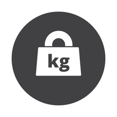 White Weight Kilograms icon on black button isolated on white
