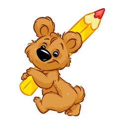 Pencil bear cartoon illustration isolated image animal character 
