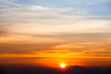 colorful dramatic sky with cloud at sunset