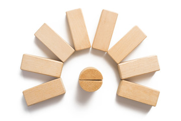 Wood block stacking as circular step .