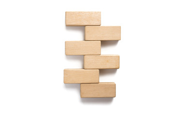 Wood block stacking as step stair.