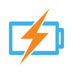 battery charging icon on white background