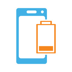 mobile battery charging icon on white background