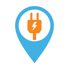 charging point pin icon on white background