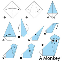 Step by step instructions how to make origami A Monkey.