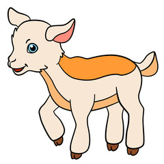 Cartoon farm animals for kids. Little cute baby goat.