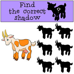 Obraz premium Children games: Find the correct shadow. Cute goat smiles.