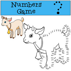 Educational games for kids: Numbers game. Little cute baby goat.