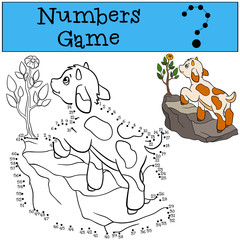 Educational games for kids: Numbers game. Little cute baby goat.