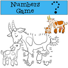Educational games for kids: Numbers game. Mother goat with baby.