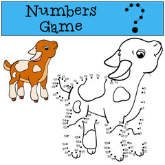 Educational games for kids: Numbers game. Little cute baby goat.