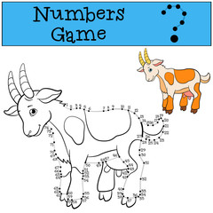 Educational games for kids: Numbers game with contour. Cute goat.